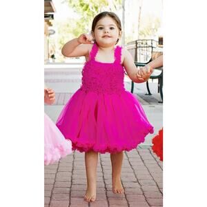 Ruffle Butts Tulle Petti Dress Hot Pink Size 2T-3T